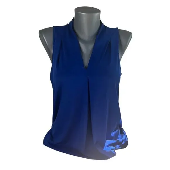 Spense Women's Vibrant Cobalt Blue Sleeveless Tank Top V-Neck Blouse Size Small - Picture 1 of 9